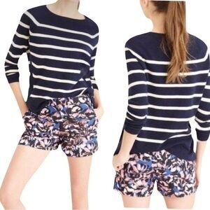 J. Crew Hibiscus Linen Blend Shorts 3” inseam